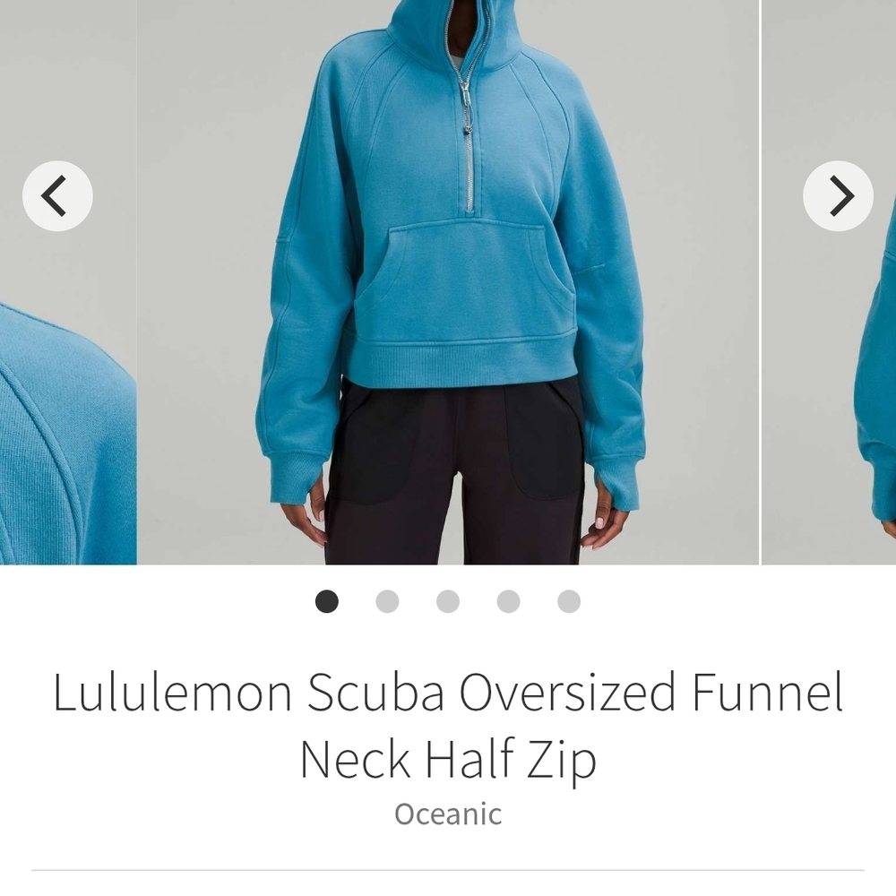 lululemon athletica Men's Blue Scuba Oversized Funnel Neck Half Zip Sweater